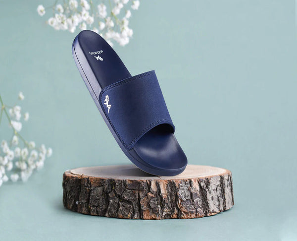 Neemans Shop Unisex Navy Blue Solid Slides Online from Neemans