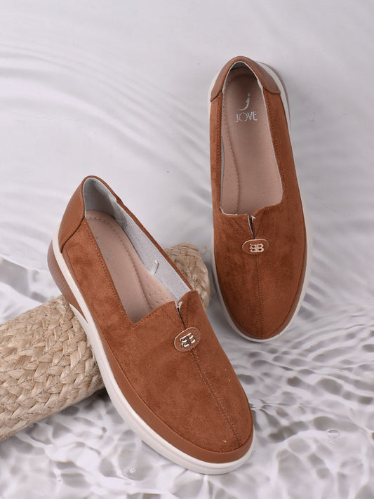 Women, Women Footwear, Brown Loafers