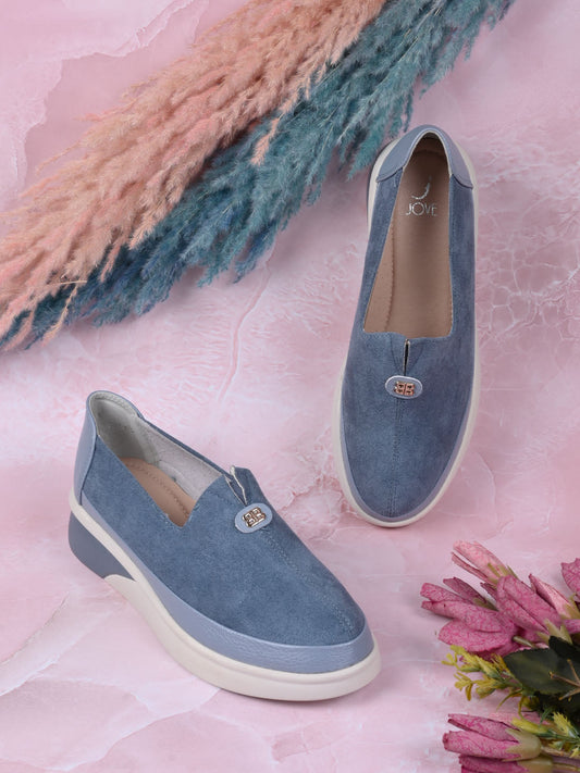 Women, Women Footwear, Blue Loafers