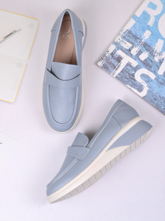 Women, Women Footwear, Blue Loafers