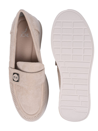 Women, Women Footwear, Beige Loafers