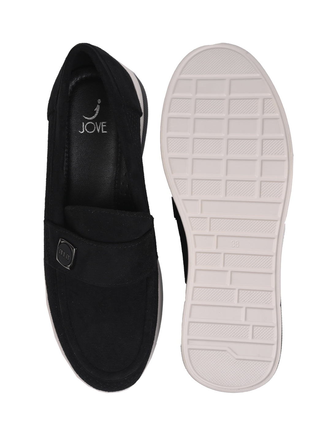 Women, Women Footwear, Black Loafers