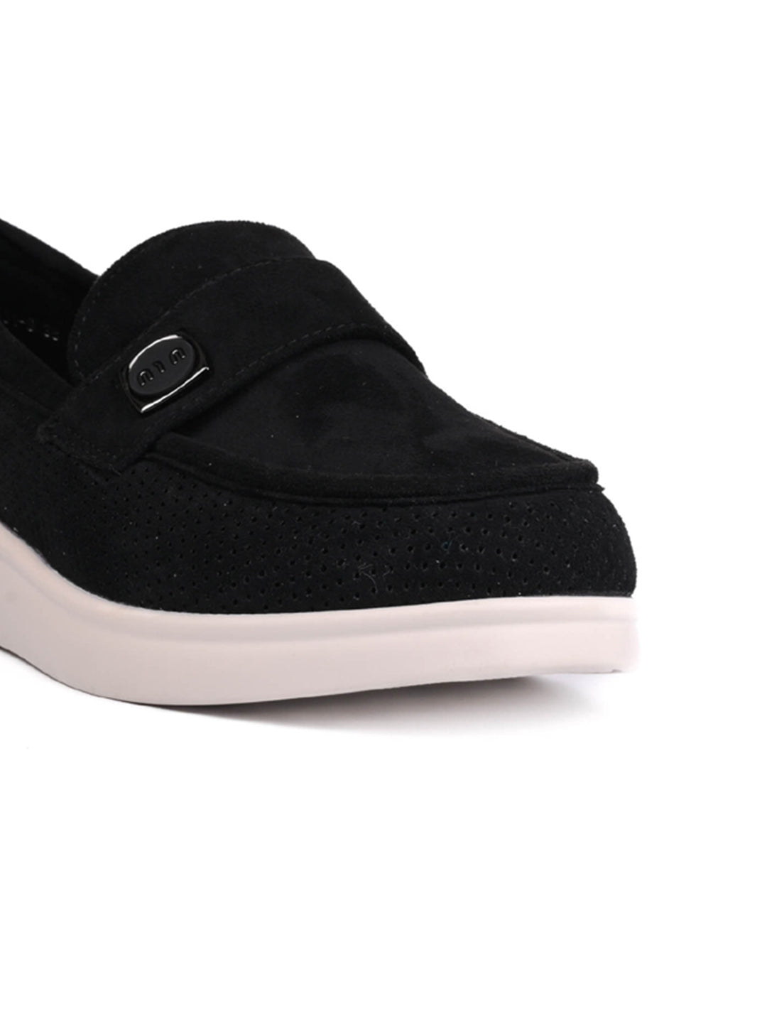 Women Black Solid Loafers