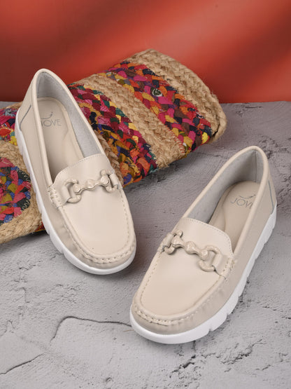 Women, Women Footwear, Beige Loafers