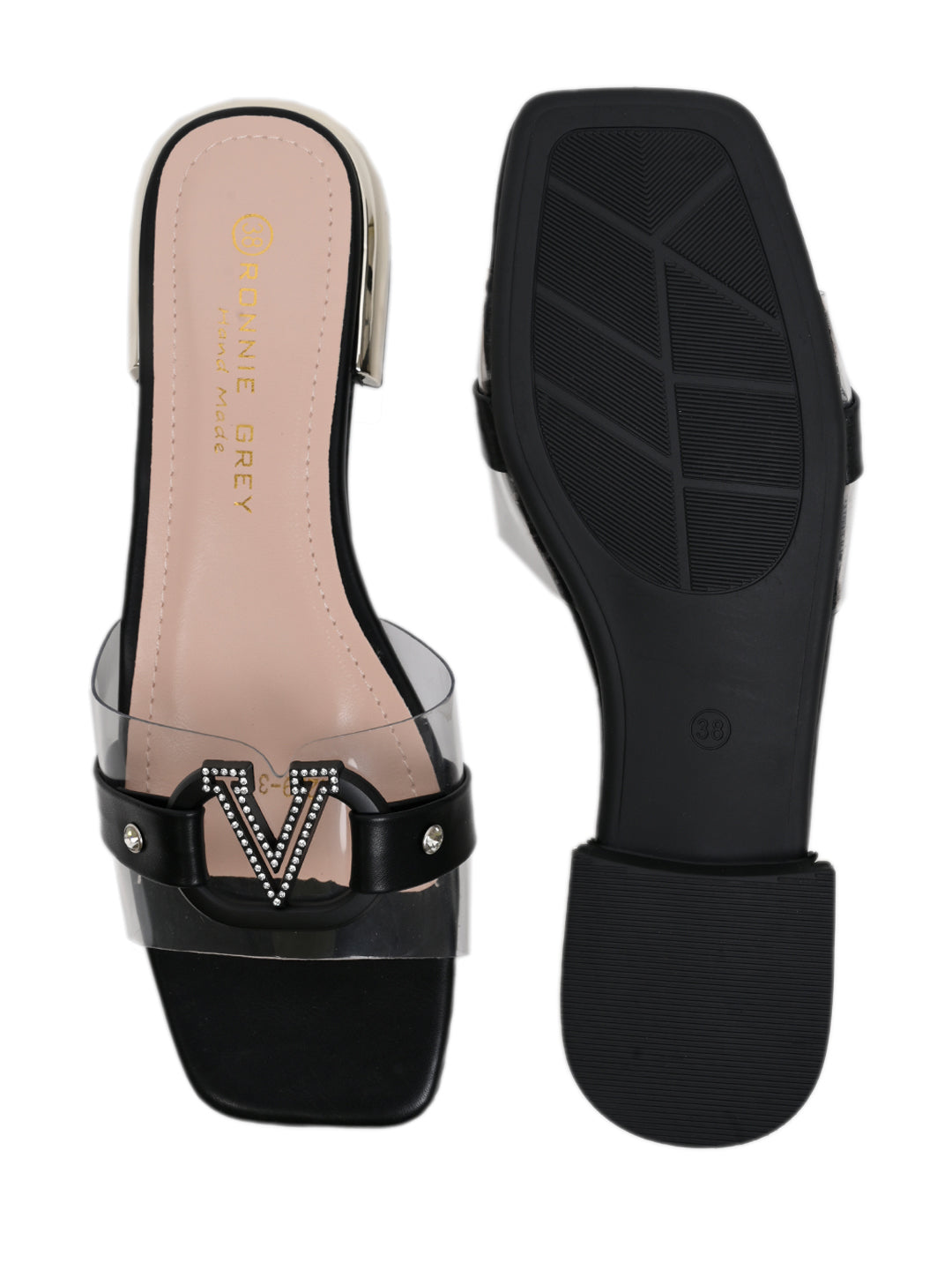 Women, Women Footwear, Black Open Toe Flats