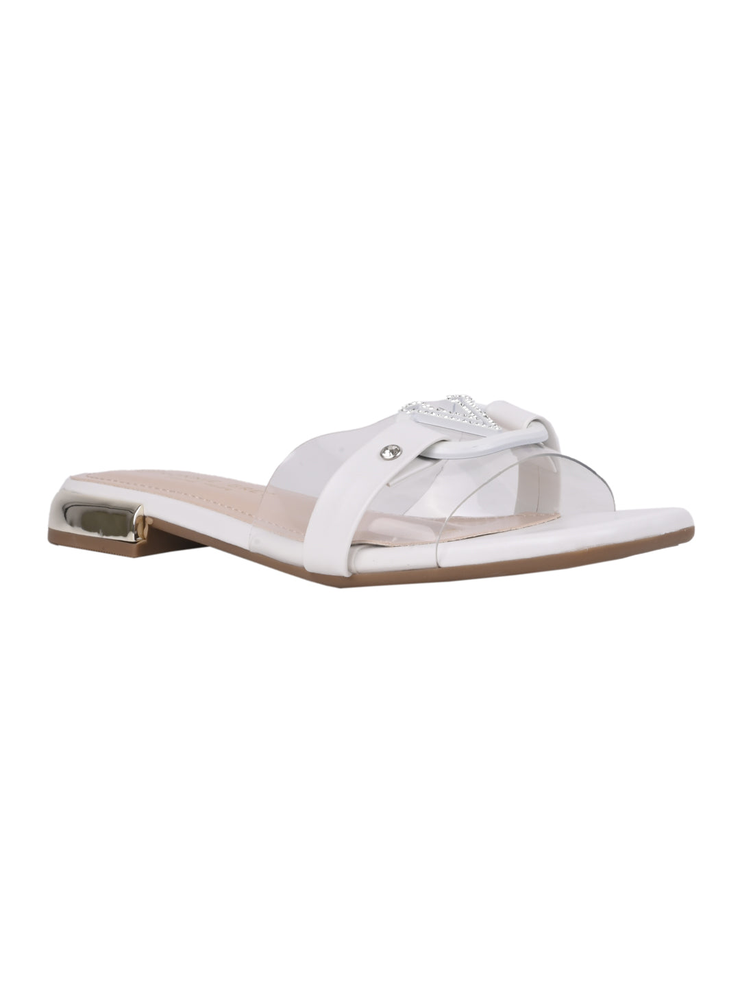 Women, Women Footwear, White Open Toe Flats