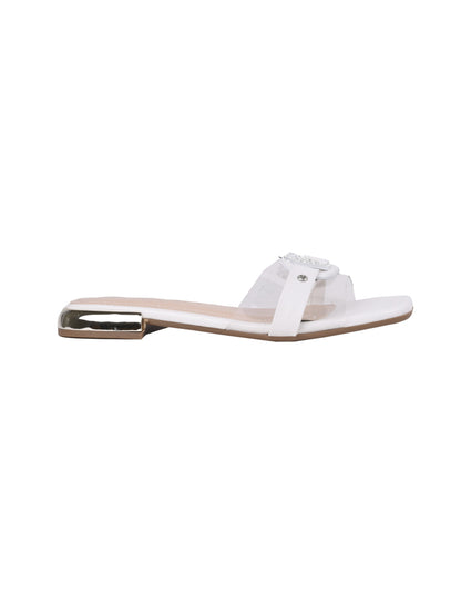 Women, Women Footwear, White Open Toe Flats