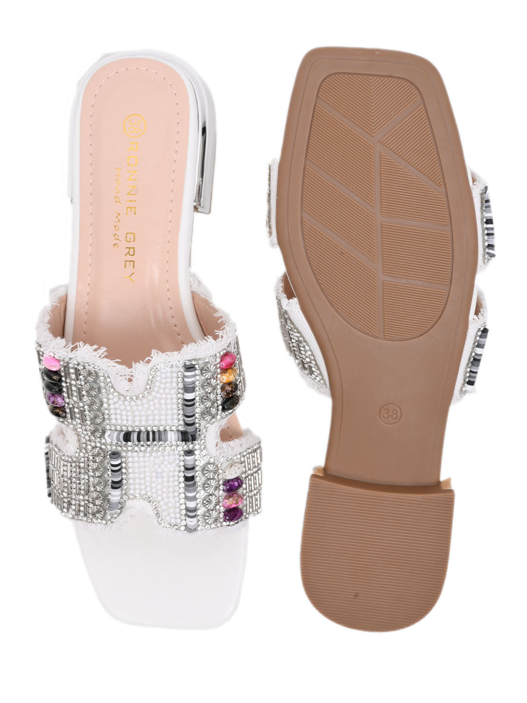 Women, Women Footwear, White Open Toe Flats