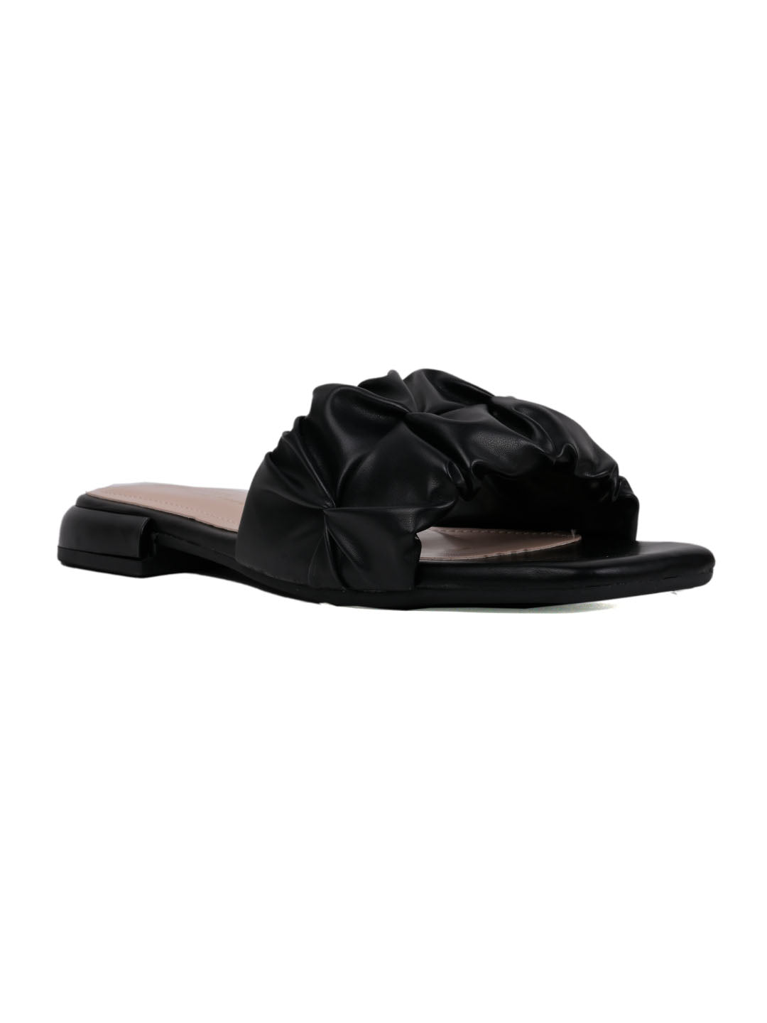 Women, Women Footwear, Black Open Toe Flats