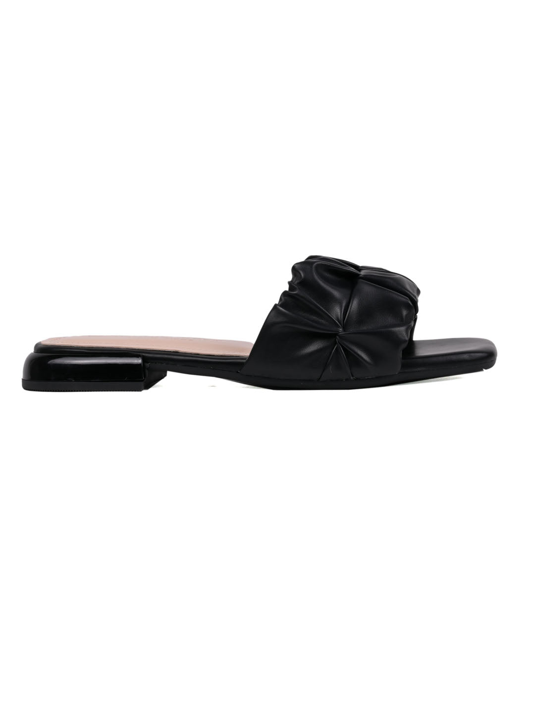 Women, Women Footwear, Black Open Toe Flats