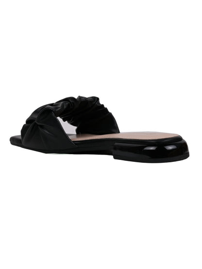 Women, Women Footwear, Black Open Toe Flats