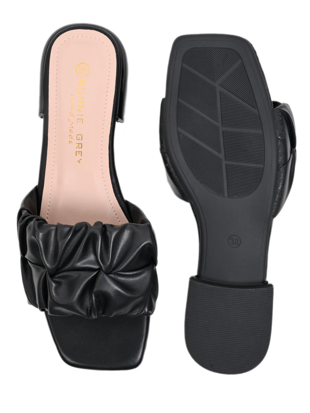 Women, Women Footwear, Black Open Toe Flats