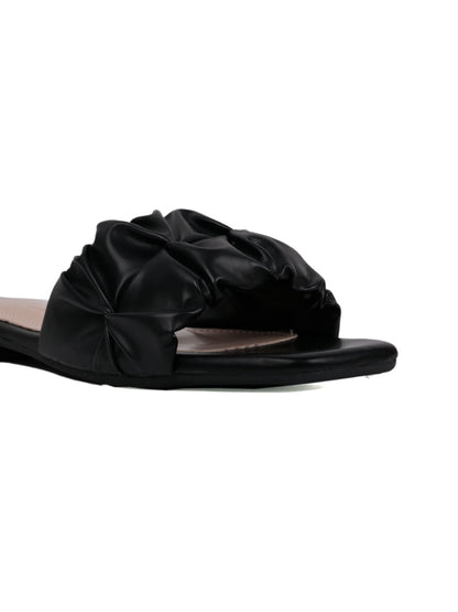 Women, Women Footwear, Black Open Toe Flats