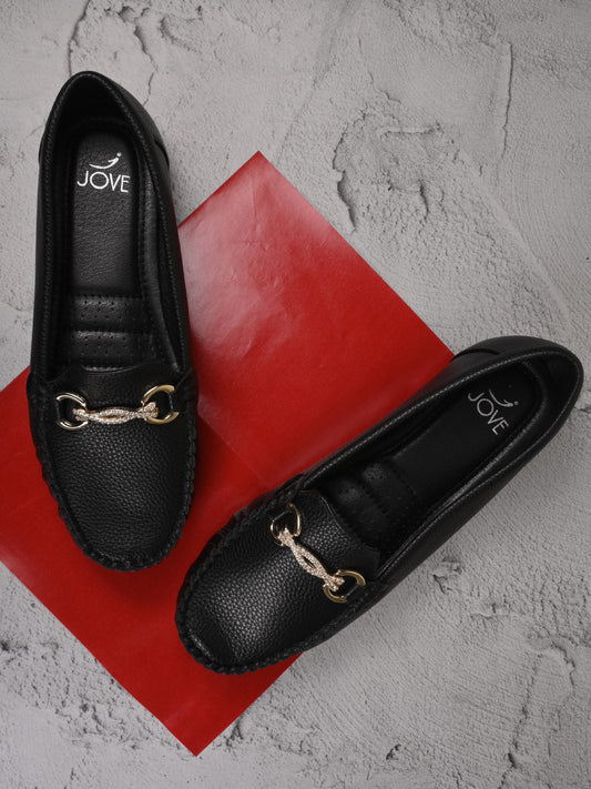 Women, Women Footwear, Black Loafers