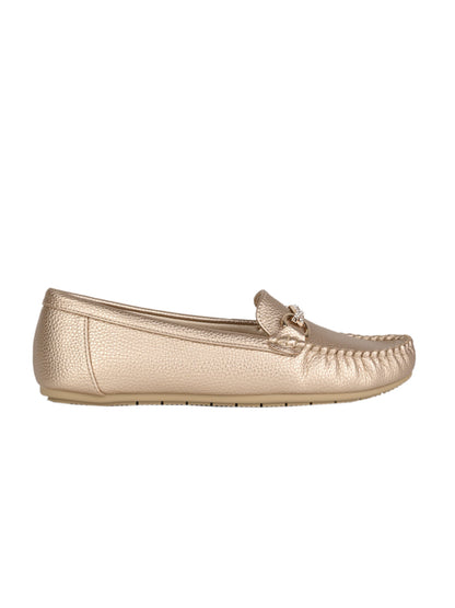 Women, Women Footwear, Gold Loafers