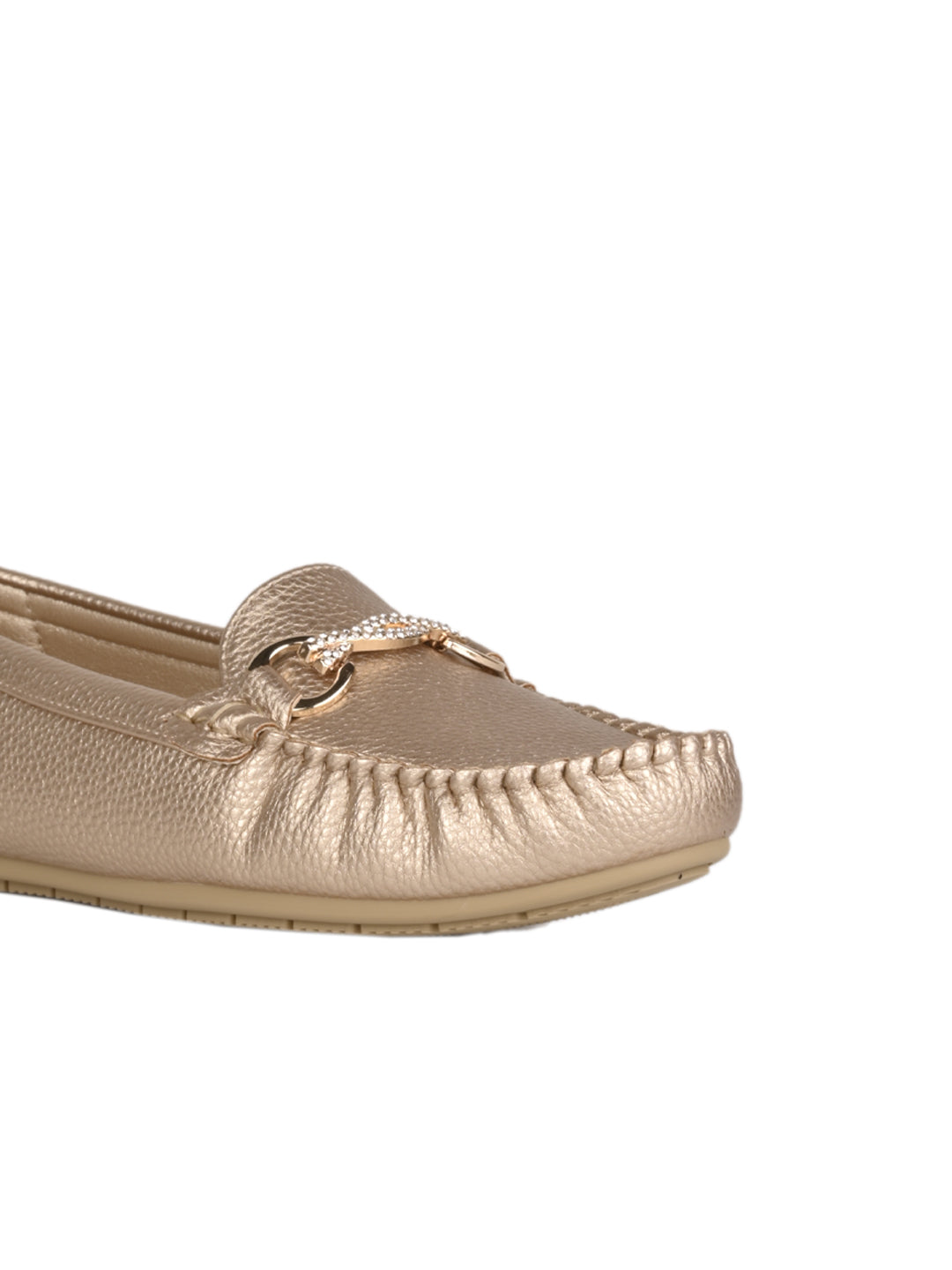 Women, Women Footwear, Gold Loafers