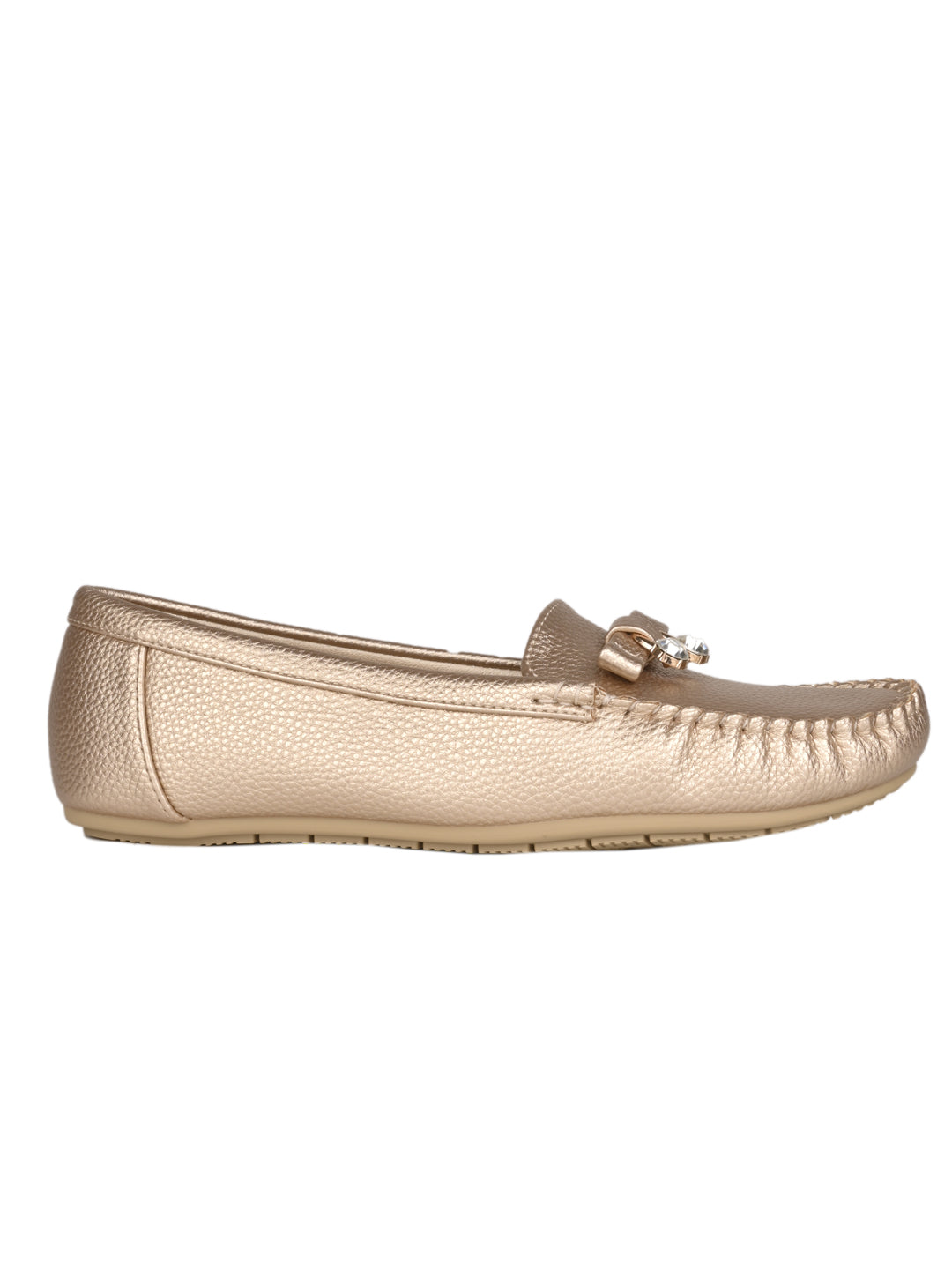 Women, Women Footwear, Gold Loafers