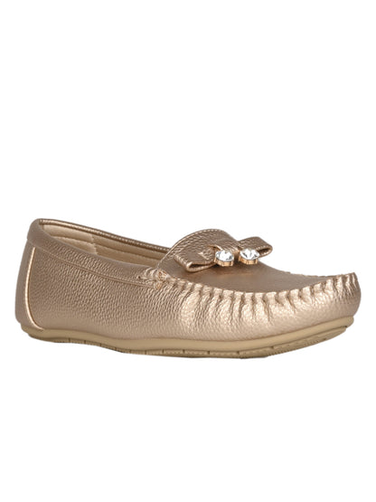 Women, Women Footwear, Gold Loafers