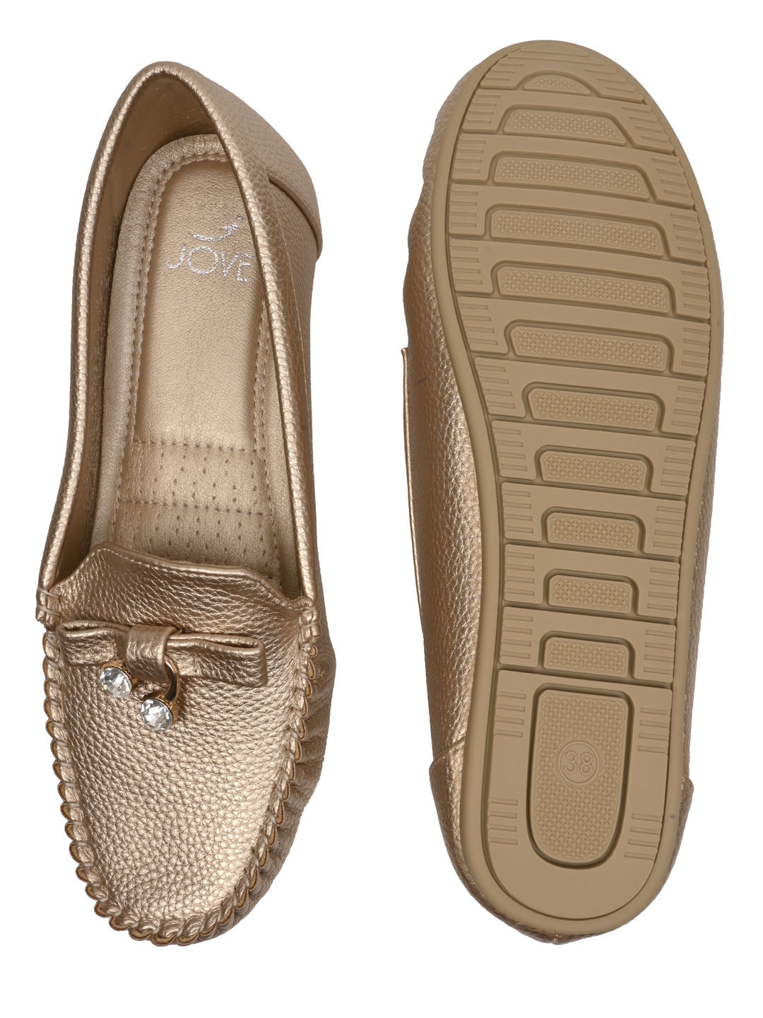 Women, Women Footwear, Gold Loafers