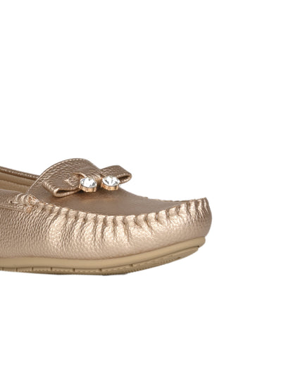 Women, Women Footwear, Gold Loafers