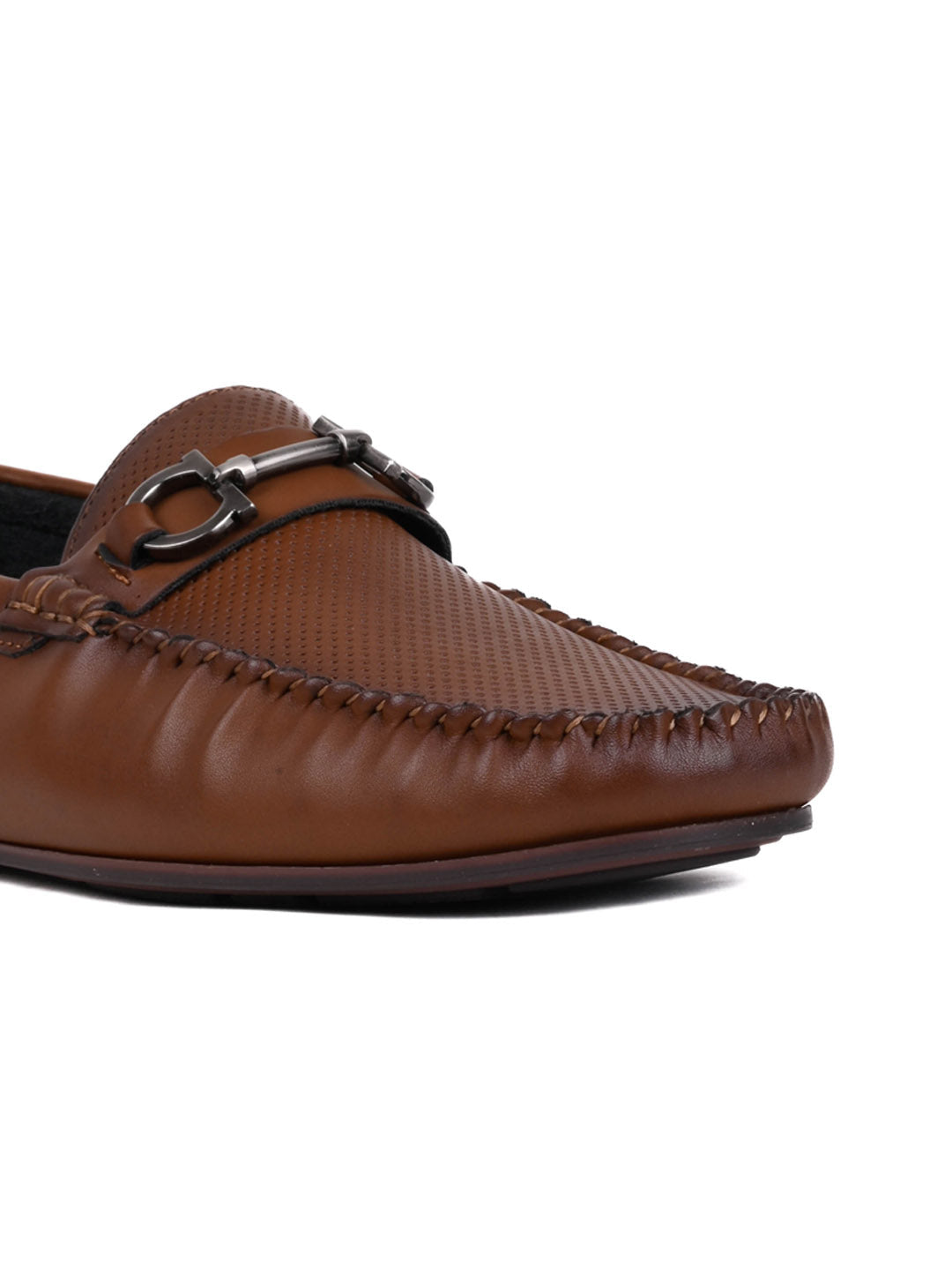 Men Brown Perforated Driving Shoes