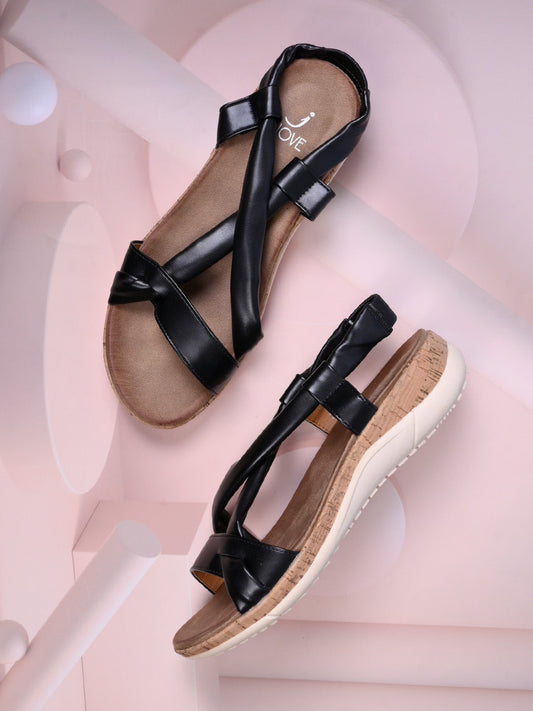 Women, Women Footwear, Black Sandals