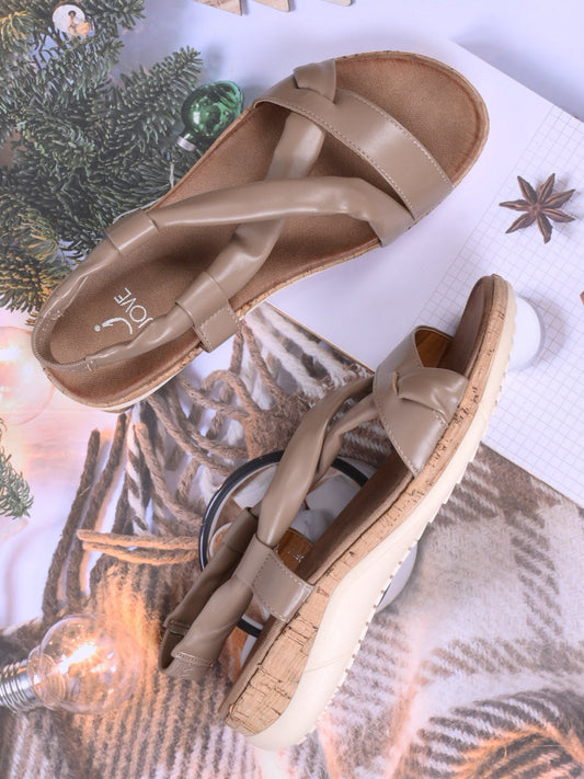 Women, Women Footwear, Khaki Sandals