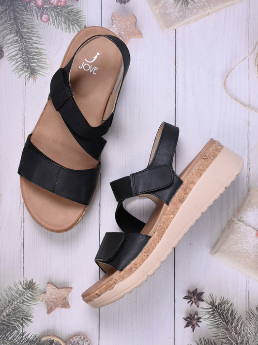 Women, Women Footwear, Black Sandals