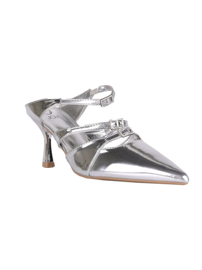 Women, Women Footwear, Silver Pumps