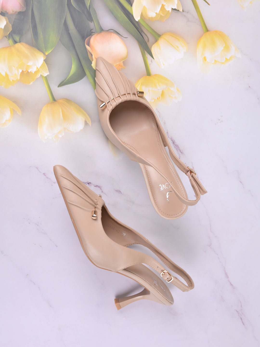 Women, Women Footwear, Beige Pumps