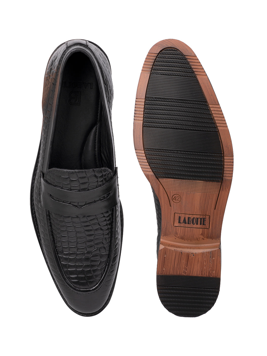 Men Black Textured Loafers