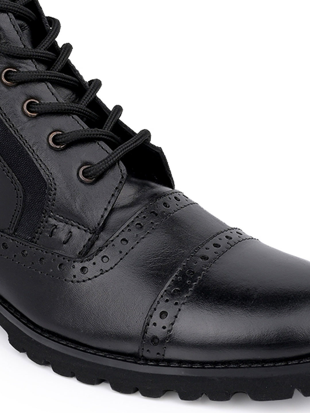 Men Black Solid Derby