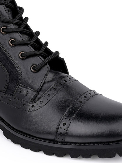 Men Black Solid Derby