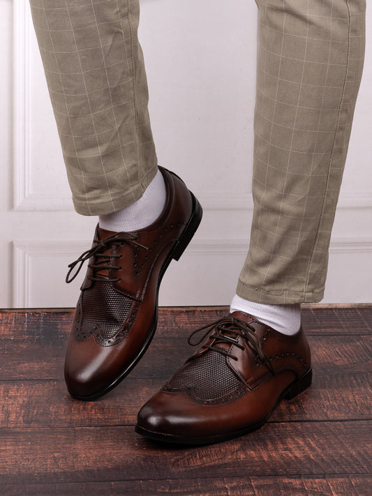 Men Brown Solid Brogue