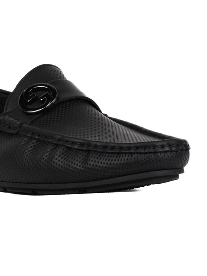 Men Black Perforated Driving Shoes