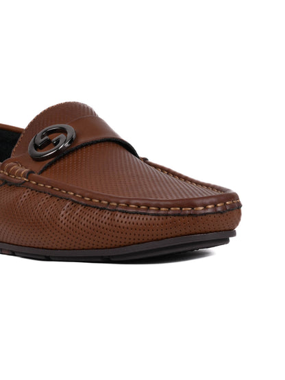 Men Brown Perforated Driving Shoes