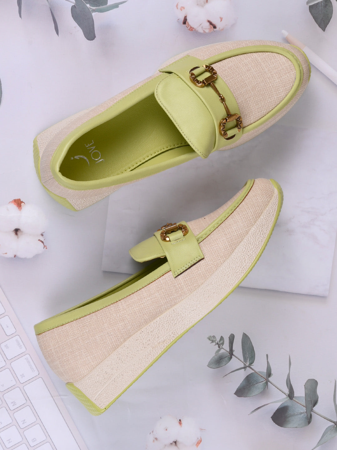 Women, Women Footwear, Green Loafers