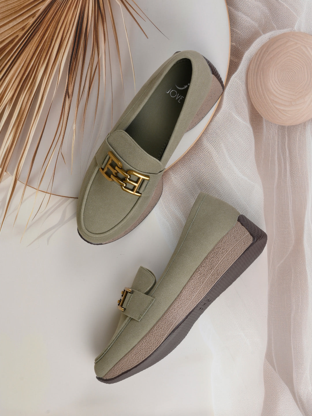 Women, Women Footwear, Olive Loafers