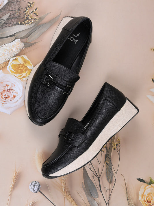 Women, Women Footwear, Black Loafers