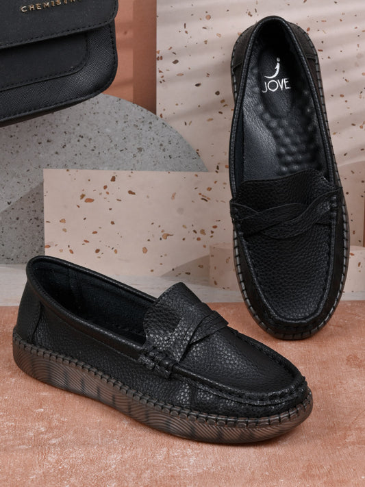 Women, Women Footwear, Black Loafers