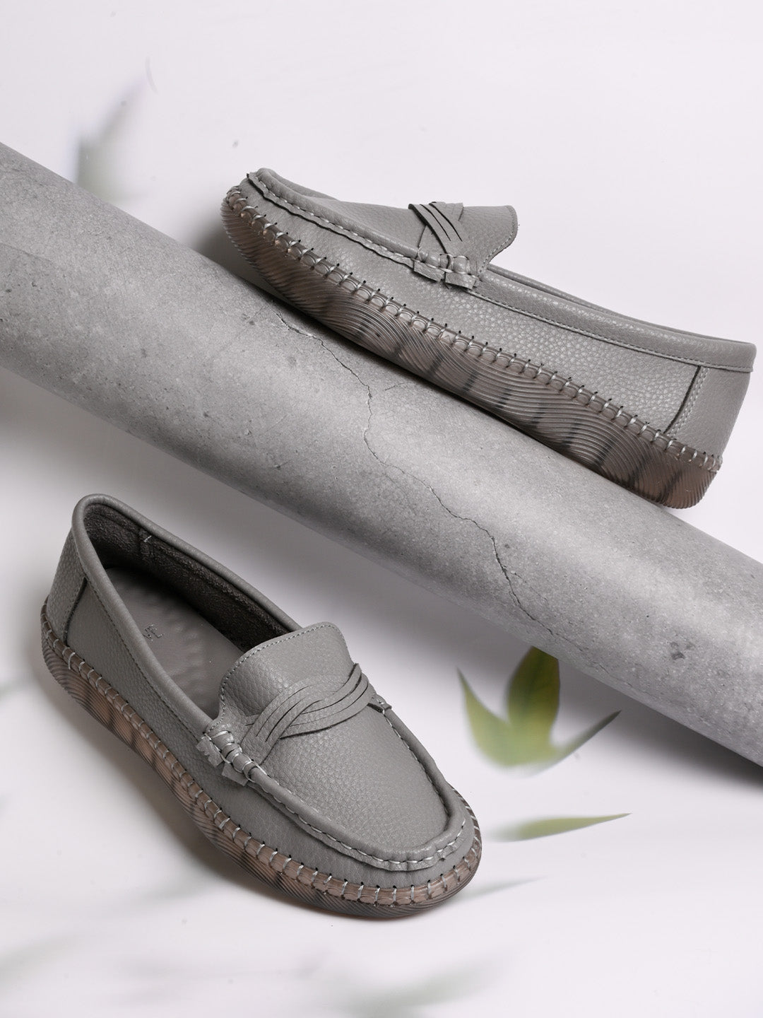 Women, Women Footwear, Grey Loafers