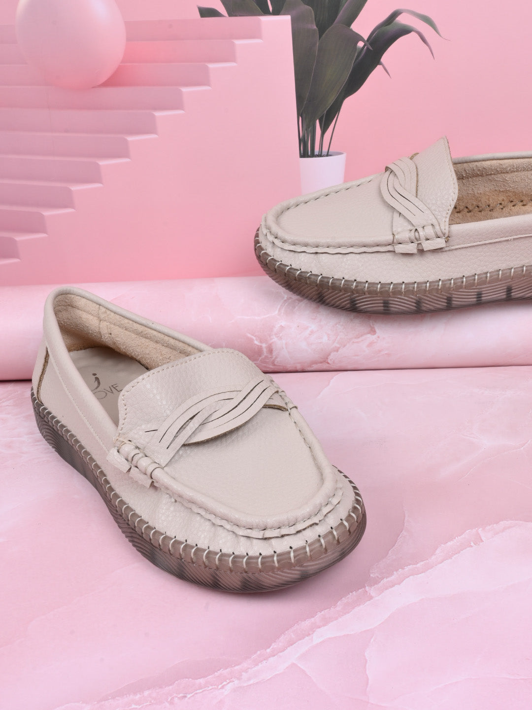 Women, Women Footwear, Beige Loafers