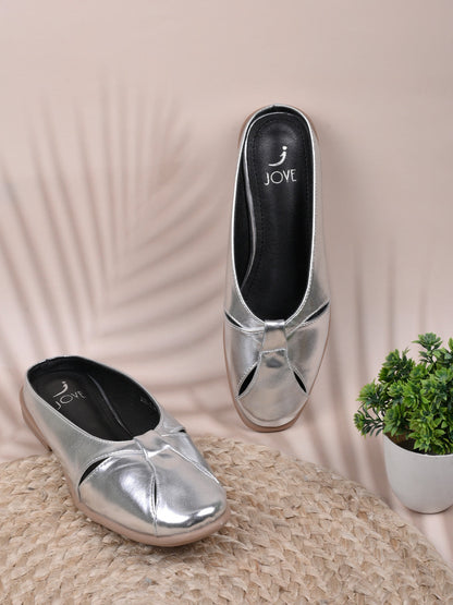 Women, Women Footwear, Silver Mules