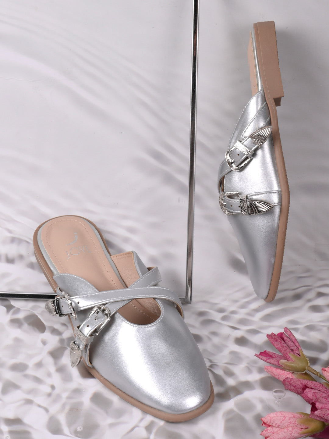 Women, Women Footwear, Silver Mules