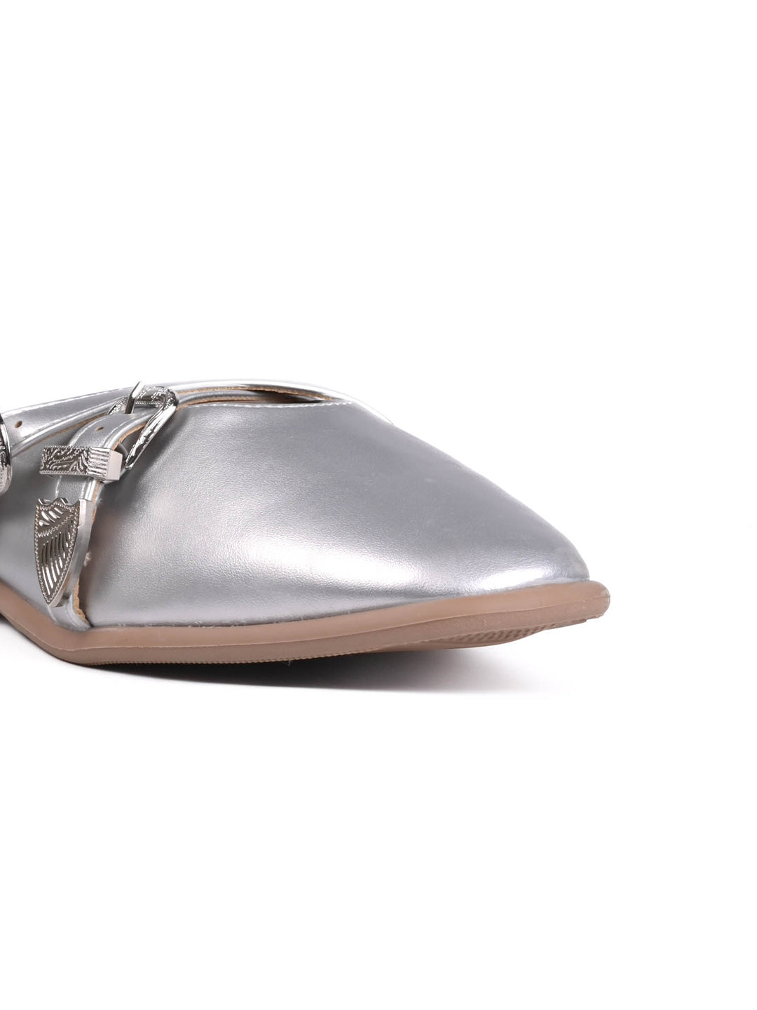 Women Silver Solid Mules