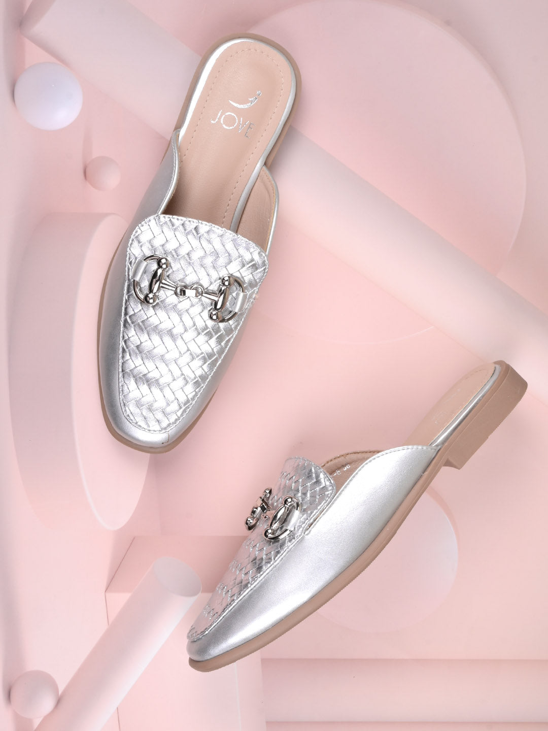 Women, Women Footwear, Silver Mules