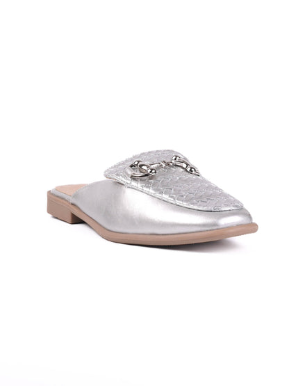 Women, Women Footwear, Silver Mules