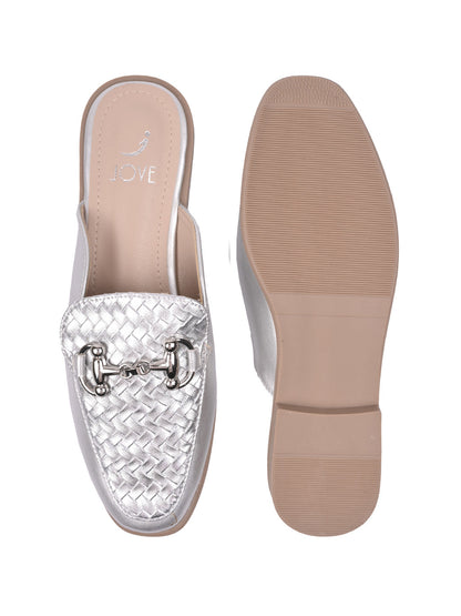 Women, Women Footwear, Silver Mules