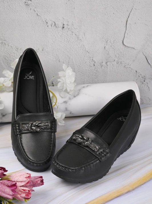 Women, Women Footwear, Black Loafers