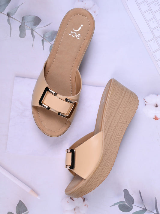 Women, Women Footwear, Beige Wedges